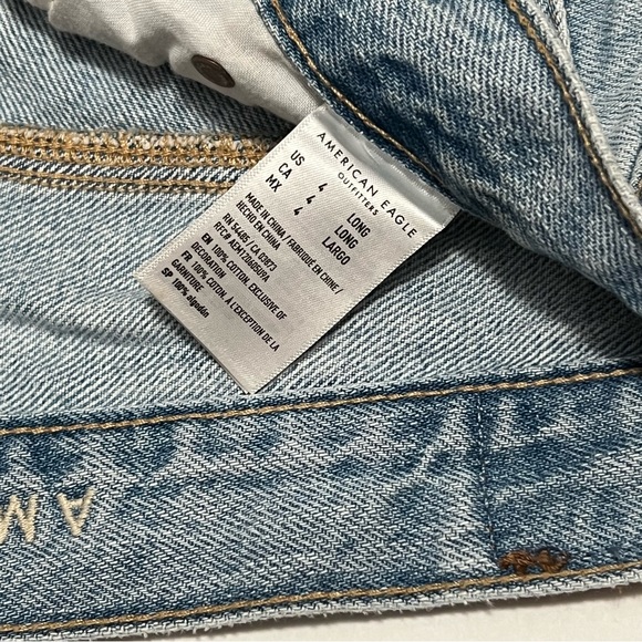 American Eagle Skater Jeans 27/4L Long High Rise Wide Leg Distressed Light Wash - Picture 9 of 16